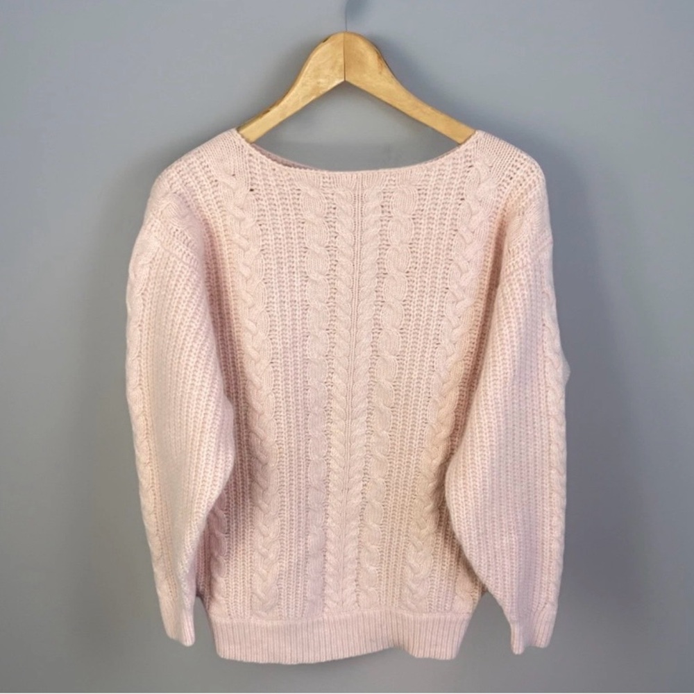 Pringle Light Pink Cable Knit Scoop Neck Sweater